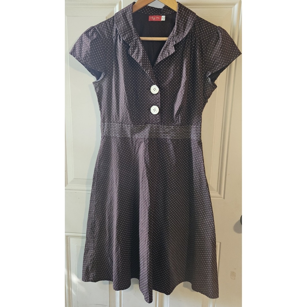Ruby Rox Womens Size 7 Brown Polka Dot Fit Flare Dress Retro Pinup Rockabilly